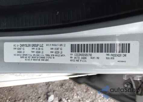 2012 Chrysler 200 Lx from USA, damaged, VIN 1C3CCBAG9CN261702